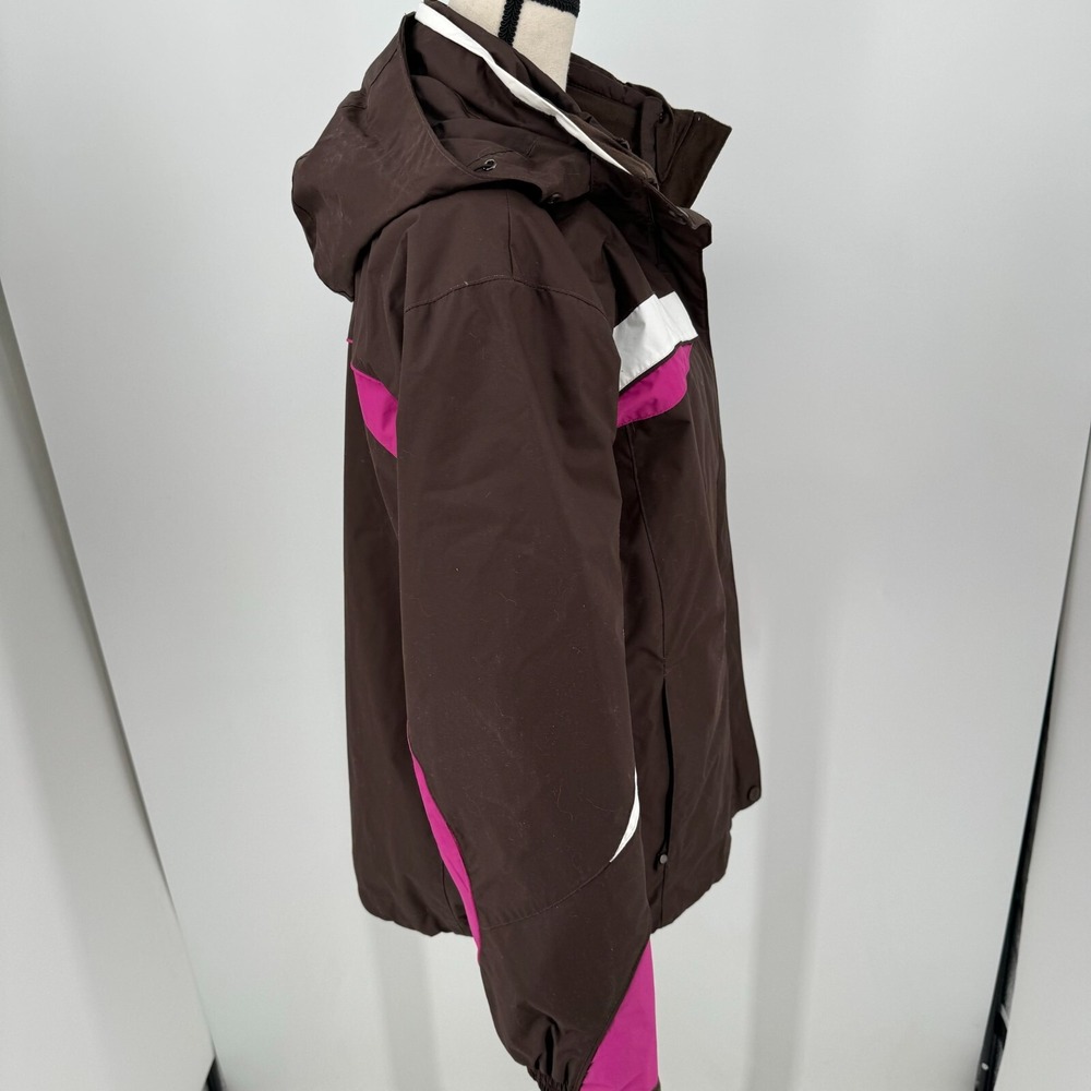 Columbia Interchange Ski Jacket WOMENS Brown Pink Full Zip Hooded Snow Winter L - Picture 14 of 15